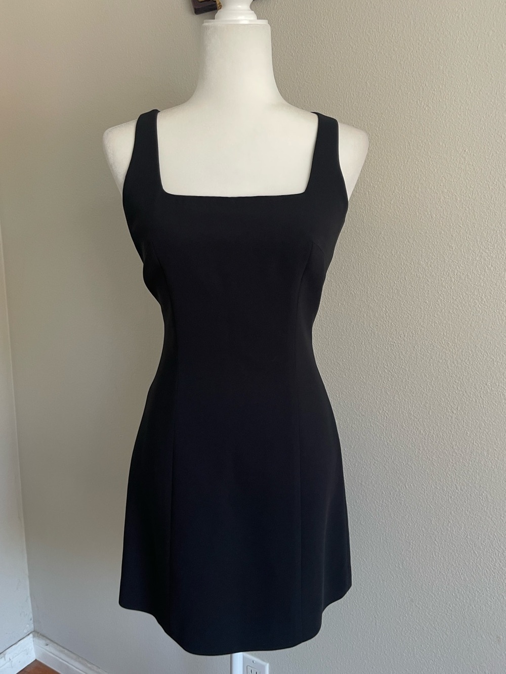 Bebe Vintage Black Square-Neck Mini Dress